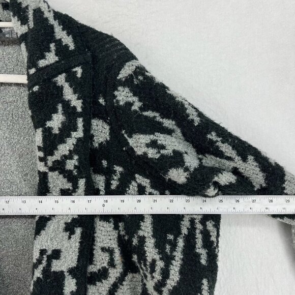 Prana Alberta Reversible Sweater Women M Black Gray Abstract Open Front Cardigan - Picture 6 of 14